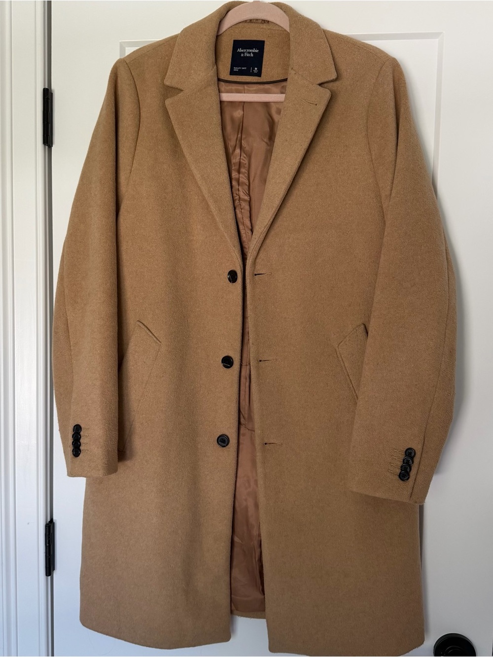 Abercrombie & Fitch Men's Camel Wool Blend Overcoat